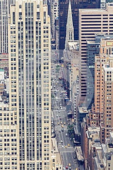 Aerial view of NYC fifth avenue