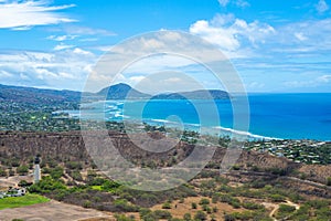 Aerial view of Oahu island, Hawaii, US