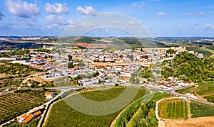 Aerial view of Obidos town in Portugal