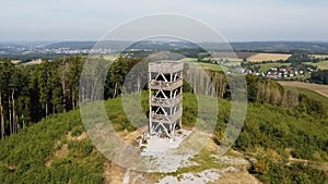 Aerial view of observation tower ebberg in beautiful sauerland