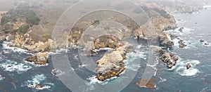 Aerial View of Ocean and Beautiful Coastline in California