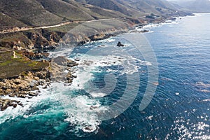 Aerial View of the Ocean and Beautiful Coastline in Northern California