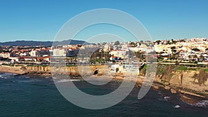 Aerial view from ocean side on Sao Pedro do Estoril in Portugal seaside