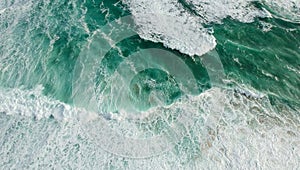 Aerial view ocean with waves