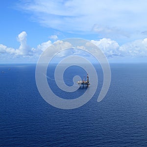 Aerial View of Offshore Jack Up Drilling Rig