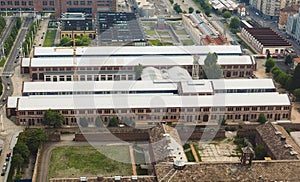 Aerial view of OGR (Officine Grandi Riparazioni) train repair shop in Turin photo