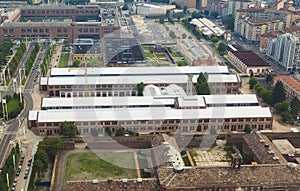 Aerial view of OGR (Officine Grandi Riparazioni) train repair shop in Turin photo