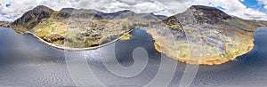 Aerial view of Ogwen valley with Llyn Ogwen in Snowdonia, Gwynedd, North Wales, UK - Great Britain, Europe