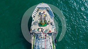 Aerial view oil / chemical tanker in open sea, Refinery Industry cargo ship