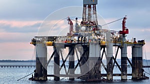 Aerial View of an Oil and Gas Drilling Platforms and Rigs