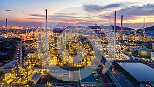 Aerial view Oil refinery.Industrial view at oil refinery plant f