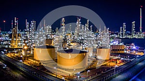 Aerial view oil refinery