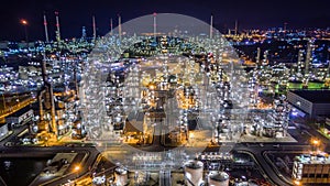 Aerial view oil refinery