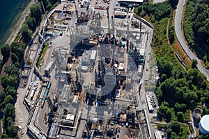 Aerial view of oil refinery in Port Moody