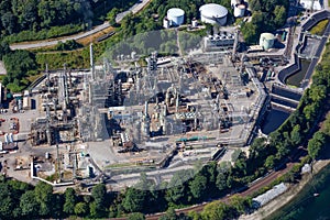 Aerial view of oil refinery in Port Moody