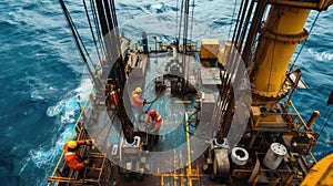 An aerial view of an oil rig in the middle of the ocean AIG41