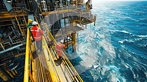 An aerial view of an oil rig in the middle of the ocean AIG41