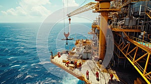 An aerial view of an oil rig in the middle of the ocean AIG41