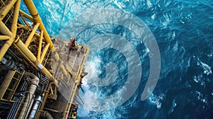 An aerial view of an oil rig in the middle of the ocean AIG41