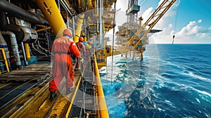 An aerial view of an oil rig in the middle of the ocean AIG41