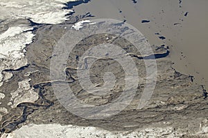 Aerial view of oil sands, Alberta, Canada