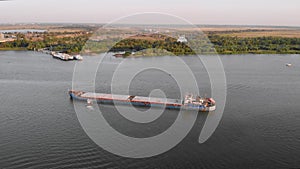 Aerial view of oil tanker