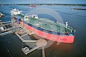 Aerial View of Oil Tanker Delaware River Marcus Hook PA