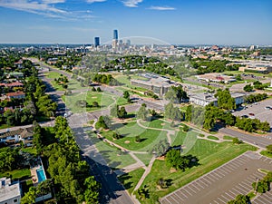 Aerial view of the Oklahoma dowtown cityscape