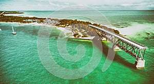 Aerial view of Old Bahia Honda Bridge, Florida