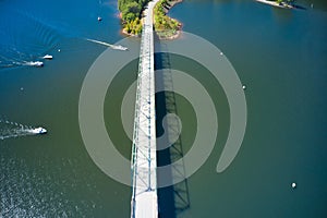 Aerial view of an old Bethany bridge over lake Allatoona photo