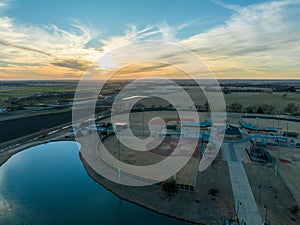 Aerial view of the Old Celine Park in Texas at sunset