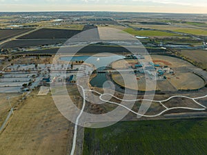 Aerial view of the Old Celine Park in Texas at sunset