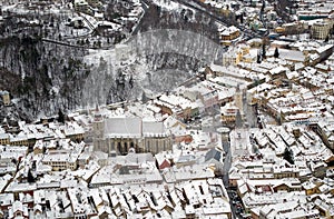 Aerial view of old center of Brasov, Transylvania