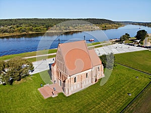 Aerial view of old church of st. John the baptist in Zapyskis