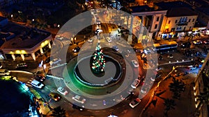 Aerial view on the Old City of Jaffa. Shot from above. Christmas tree in Israel arabic city