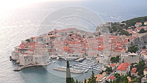 aerial view of old Dubrovnik port in Croatia
