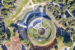 An aerial view of old Fort Bourguignon, Pula, Istria, Croatia