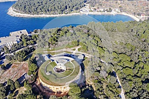 An aerial view of old Fort Bourguignon, Pula, Istria, Croatia