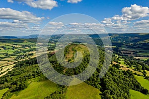 Aerial view of an old hillfort and lake photo