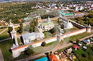 Aerial view of the old Kremlin fortress in the city of Zaraysk