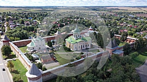 Aerial view of the old Kremlin fortress, located in the historical center of the city of Zaraysk in the Moscow region