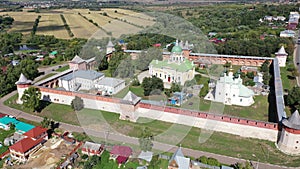 Aerial view of the old Kremlin fortress, located in the historical center of the city of Zaraysk in the Moscow region