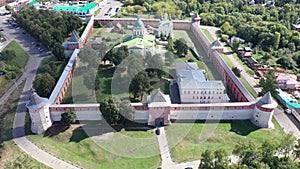 Aerial view of the old Kremlin fortress, located in the historical center of the city of Zaraysk in the Moscow region