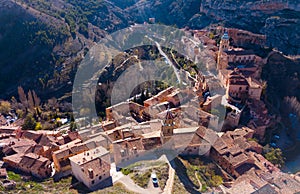 Aerial view of Albarracin, Aragon, Spain