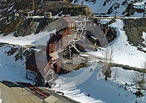 Drone photo of an old abandoned mine photo