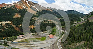 Aerial view of old mining operation on million dollar highway