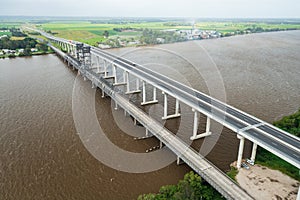 Aerial view of the Pacific Highway bridge over the Clarence River, Australia photo