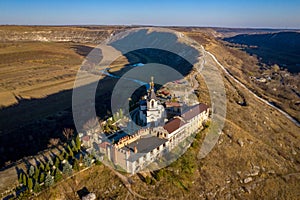 Aerial view of the Old Orhei orthodox church in Moldova republic