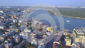 Aerial view of Old Podil district of Kiev, Ukraine