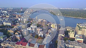 Aerial view of Old Podil district of Kiev, Ukraine